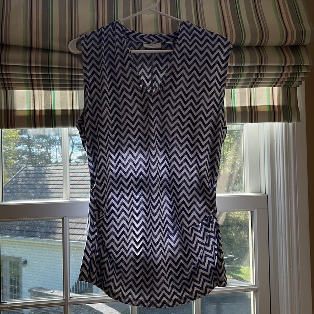 Blue & white New York and company work shirt